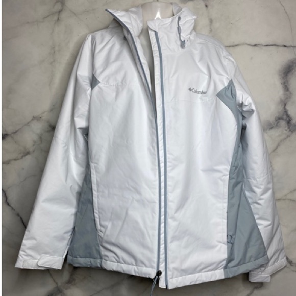 NEW COLUMBIA THERMAL COIL JACKET LARGE White Grey - Picture 1 of 12